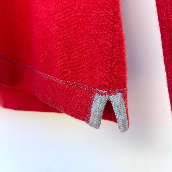 Brunello Cucinelli V-Neck Sporty Preppy Cashmere Sweater Red Gray Jumper Small - Picture 6 of 8